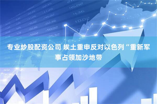 专业炒股配资公司 埃土重申反对以色列“重新军事占领加沙地带